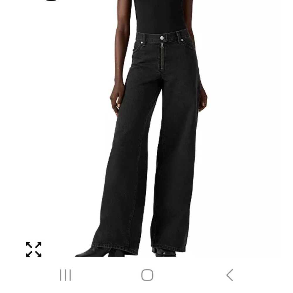 Levi's Women's black Cotton '94 Mid-Rise Wide-Leg Moto Jeans 32